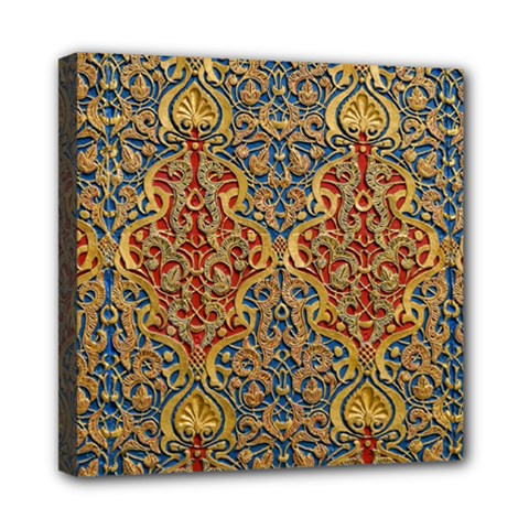 Wall Texture Pattern Carved Wood Mini Canvas 8  X 8  (stretched) by Simbadda