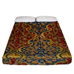 Wall Texture Pattern Carved Wood Fitted Sheet (king Size) by Simbadda