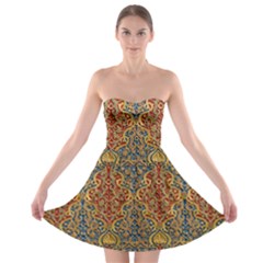 Wall Texture Pattern Carved Wood Strapless Bra Top Dress by Simbadda