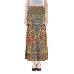 Wall Texture Pattern Carved Wood Full Length Maxi Skirt by Simbadda