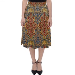 Wall Texture Pattern Carved Wood Classic Midi Skirt