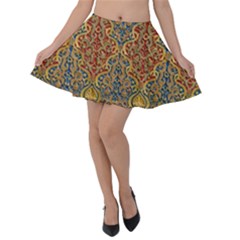 Wall Texture Pattern Carved Wood Velvet Skater Skirt