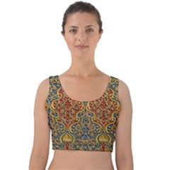 Wall Texture Pattern Carved Wood Velvet Crop Top