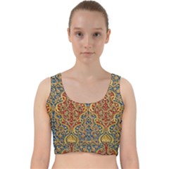 Wall Texture Pattern Carved Wood Velvet Racer Back Crop Top