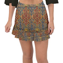 Wall Texture Pattern Carved Wood Fishtail Mini Chiffon Skirt