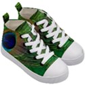 Peacock Feather Macro Peacock Bird Kid s Mid-Top Canvas Sneakers View3