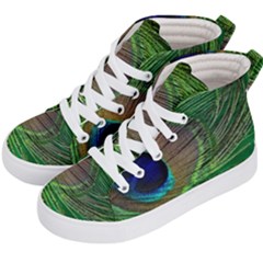 Peacock Feather Macro Peacock Bird Kid s Hi-top Skate Sneakers