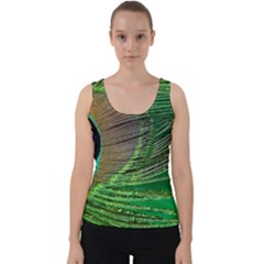 Peacock Feather Macro Peacock Bird Velvet Tank Top