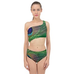 Peacock Feather Macro Peacock Bird Spliced Up Two Piece Swimsuit