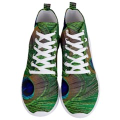 Peacock Feather Macro Peacock Bird Men s Lightweight High Top Sneakers