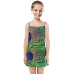 Peacock Feather Macro Peacock Bird Kids Summer Sun Dress