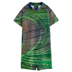 Peacock Feather Macro Peacock Bird Kids  Boyleg Half Suit Swimwear