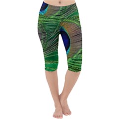 Peacock Feather Macro Peacock Bird Lightweight Velour Cropped Yoga Leggings