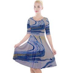 Sun And Water Quarter Sleeve A-line Dress