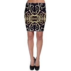 Black Embossed Swirls In Gold By Flipstylez Designs Bodycon Skirt by flipstylezfashionsLLC