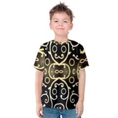 Black Embossed Swirls In Gold By Flipstylez Designs Kids  Cotton Tee