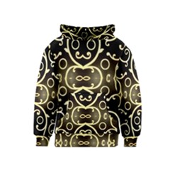 Black Embossed Swirls In Gold By Flipstylez Designs Kids  Pullover Hoodie by flipstylezfashionsLLC