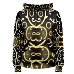 Black Embossed Swirls In Gold By Flipstylez Designs Women s Pullover Hoodie by flipstylezfashionsLLC