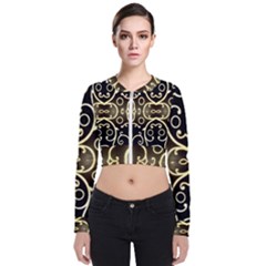 Black Embossed Swirls In Gold By Flipstylez Designs Zip Up Bomber Jacket