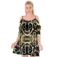 Black Embossed Swirls In Gold By Flipstylez Designs Cutout Spaghetti Strap Chiffon Dress by flipstylezfashionsLLC