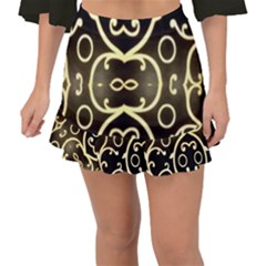 Black Embossed Swirls In Gold By Flipstylez Designs Fishtail Mini Chiffon Skirt