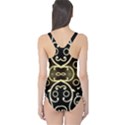 Black embossed swirls in gold By FlipStylez Designs One Piece Swimsuit View2