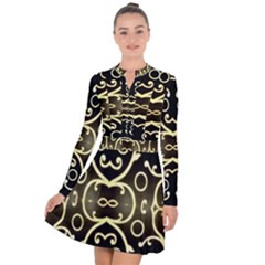 Black Embossed Swirls In Gold By Flipstylez Designs Long Sleeve Panel Dress