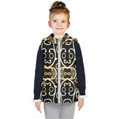 Black Embossed Swirls In Gold By Flipstylez Designs Kid s Hooded Puffer Vest