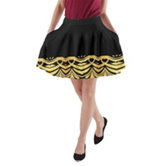 Black Vintage Background With Golden Swirls By Flipstylez Designs  A-line Pocket Skirt by flipstylezfashionsLLC