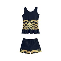 Black Vintage Background With Golden Swirls By Flipstylez Designs  Kid s Boyleg Swimsuit