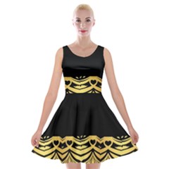 Black Vintage Background With Golden Swirls By Flipstylez Designs  Velvet Skater Dress