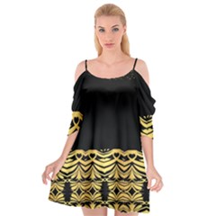 Black Vintage Background With Golden Swirls By Flipstylez Designs  Cutout Spaghetti Strap Chiffon Dress by flipstylezfashionsLLC