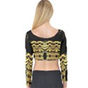 Black Vintage Background With Golden swirls By FlipStylez Designs Long Sleeve Crop Top View2