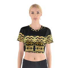 Black Vintage Background With Golden Swirls By Flipstylez Designs Cotton Crop Top by flipstylezfashionsLLC