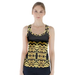 Black Vintage Background With Golden Swirls By Flipstylez Designs Racer Back Sports Top by flipstylezfashionsLLC