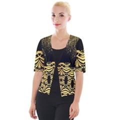 Black Vintage Background With Golden Swirls By Flipstylez Designs Cropped Button Cardigan