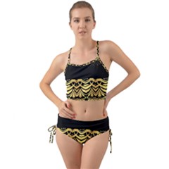 Black Vintage Background With Golden Swirls By Flipstylez Designs Mini Tank Bikini Set