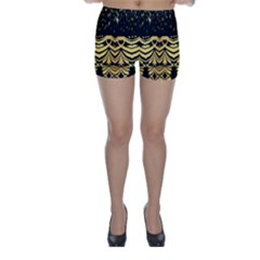 Black Vintage Background With Golden Swirls By Flipstylez Designs  Skinny Shorts by flipstylezfashionsLLC