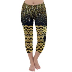 Black Vintage Background With Golden Swirls By Flipstylez Designs  Capri Winter Leggings 