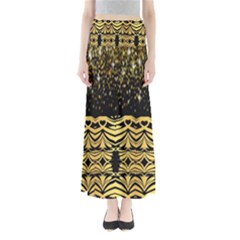 Black Vintage Background With Golden Swirls By Flipstylez Designs  Full Length Maxi Skirt by flipstylezfashionsLLC