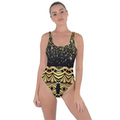 Black Vintage Background With Golden Swirls By Flipstylez Designs  Bring Sexy Back Swimsuit by flipstylezfashionsLLC