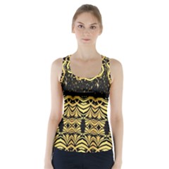 Black Vintage Background With Golden Swirls By Flipstylez Designs  Racer Back Sports Top by flipstylezfashionsLLC