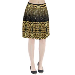 Black Vintage Background With Golden Swirls By Flipstylez Designs  Pleated Skirt by flipstylezfashionsLLC