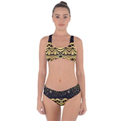 Black Vintage Background With Golden Swirls By Flipstylez Designs  Criss Cross Bikini Set by flipstylezfashionsLLC