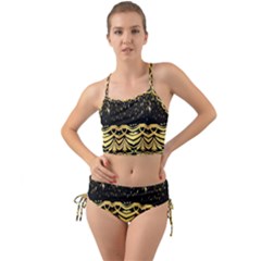 Black Vintage Background With Golden Swirls By Flipstylez Designs  Mini Tank Bikini Set by flipstylezfashionsLLC