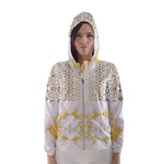 Ivory Marble  In Gold By Flipstylez Designs Hooded Windbreaker (women)