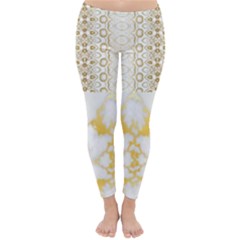 Ivory Marble  In Gold By Flipstylez Designs Classic Winter Leggings