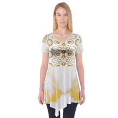 Ivory Marble  In Gold By Flipstylez Designs Short Sleeve Tunic  by flipstylezfashionsLLC