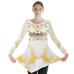 Ivory Marble  In Gold By Flipstylez Designs Long Sleeve Tunic  by flipstylezfashionsLLC