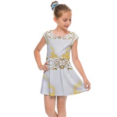 Ivory Marble  In Gold By Flipstylez Designs Kids Cap Sleeve Dress